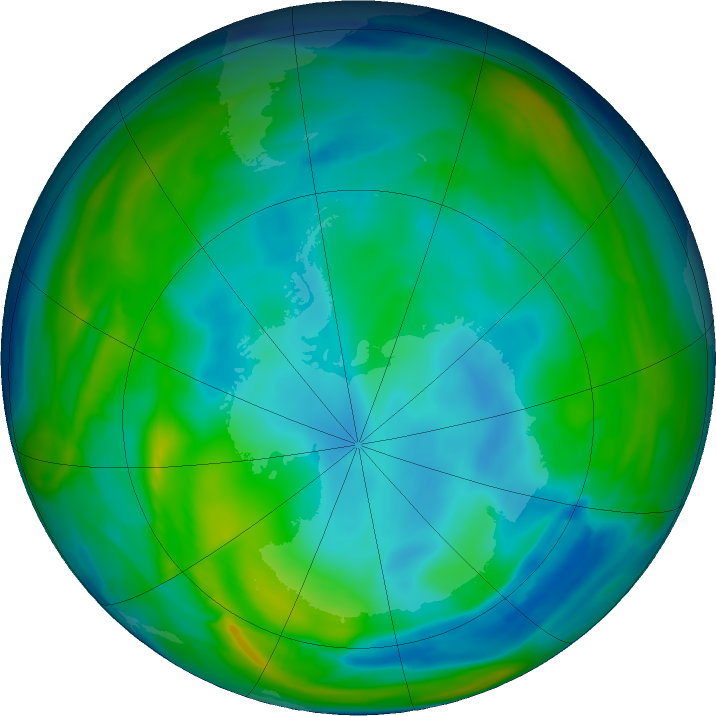 Antarctic ozone map for 09 June 2024